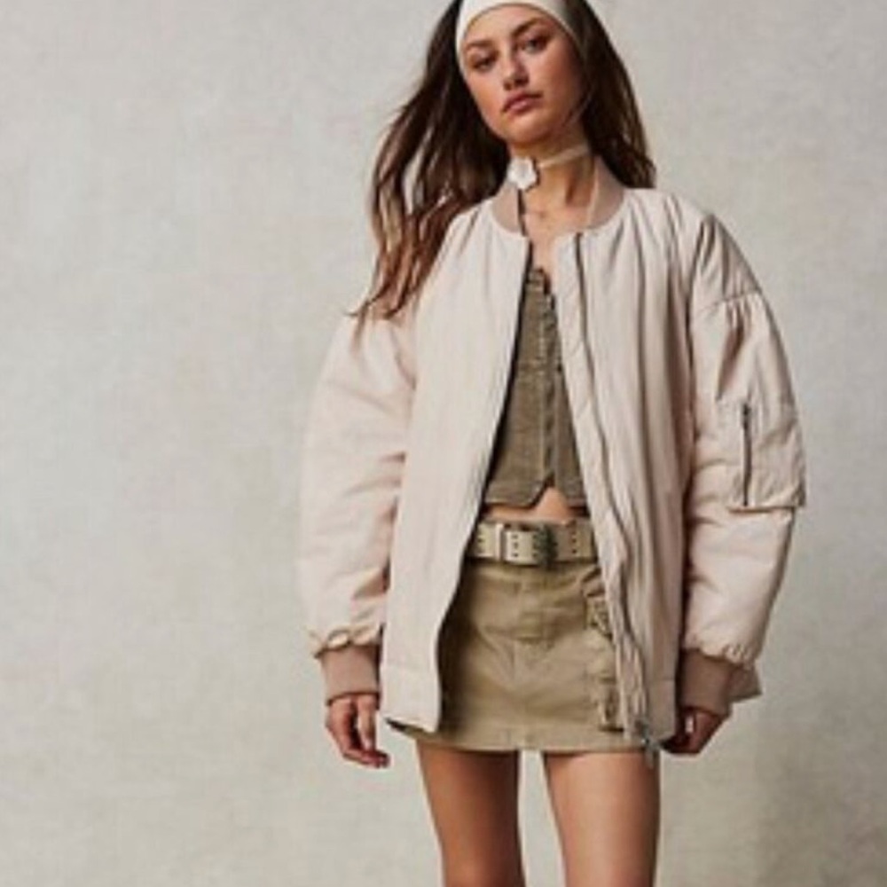 We The Free Free People Becca Bomber Jacket, S, Ivory, NWOT
